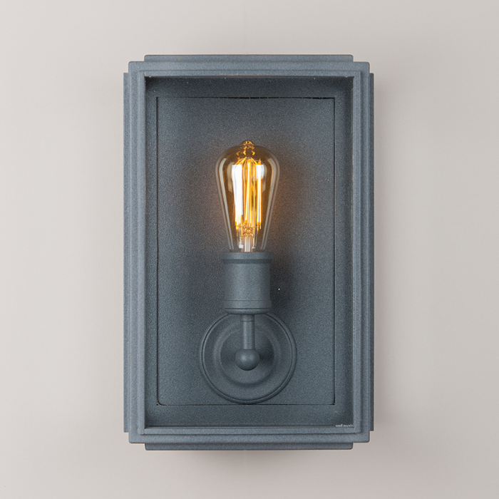London Box Wall Light Weathered Zinc Wide