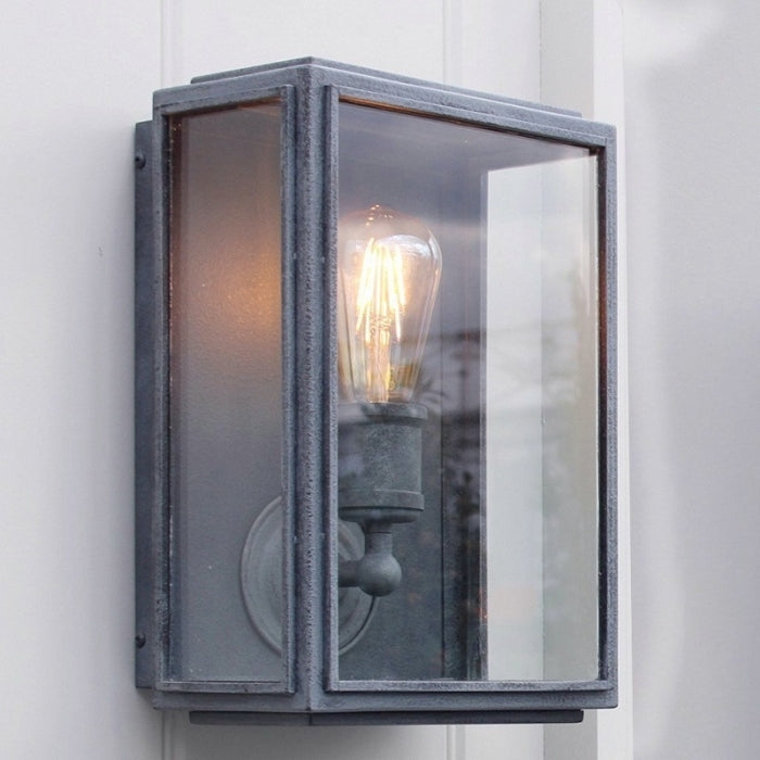 London Box Wall Light Weathered Zinc Wide