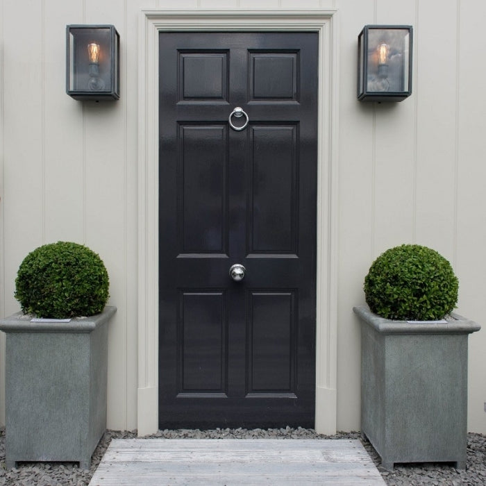London Box Wall Light Weathered Zinc Wide