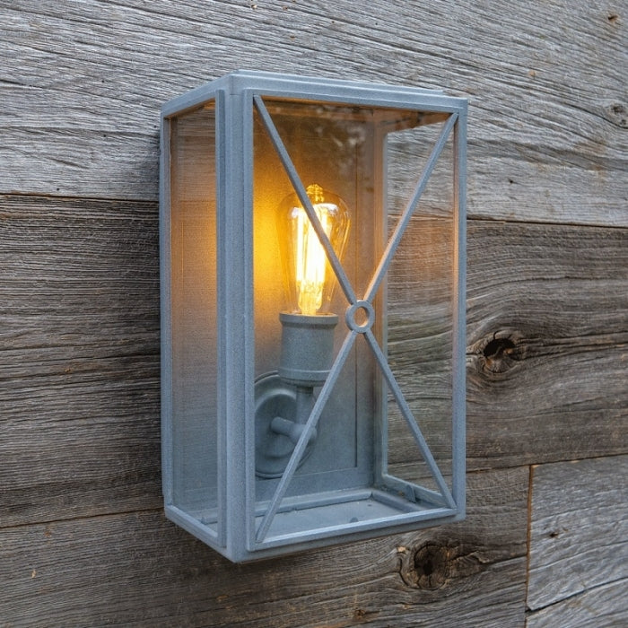 Mayfair Box Wall Light Weathered Zinc Wide