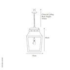 Bath Hanging Lantern Weathered Zinc Large