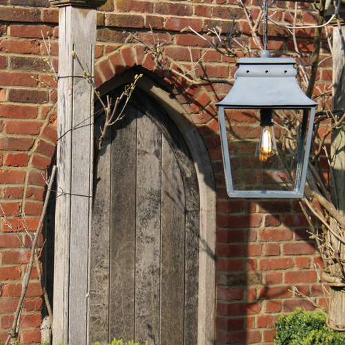 Bath Hanging Lantern Weathered Zinc Small