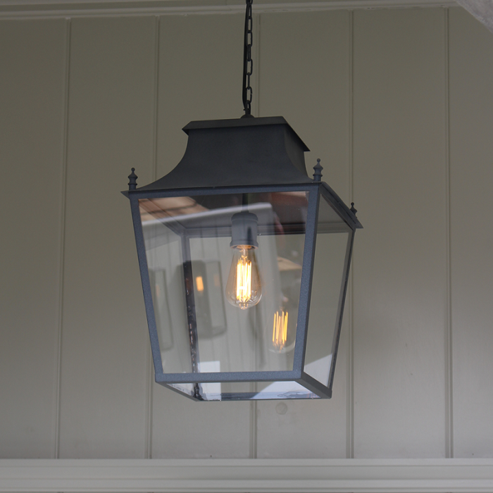 Blenheim Hanging Lantern Weathered Zinc Large