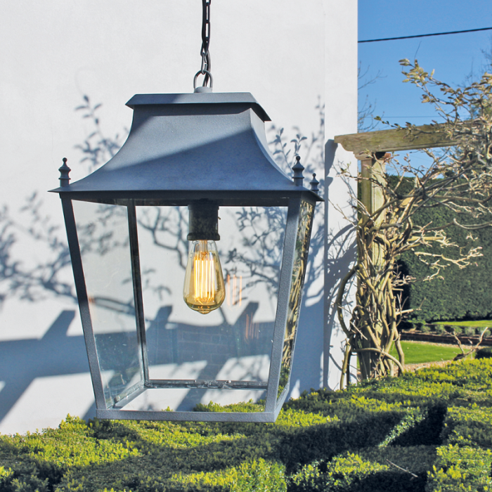 Blenheim Hanging Lantern Weathered Zinc Large