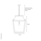 Blenheim Hanging Lantern Weathered Zinc Small