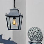 Blenheim Hanging Lantern Weathered Zinc Small