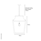 Blenheim Hanging Lantern Weathered Zinc Large