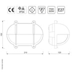 Oval Bulkhead Light With Eyelid 2435B Medium by Foresti & Suardi