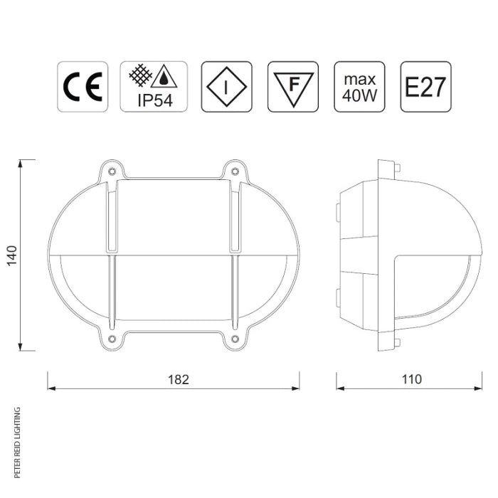 Oval Bulkhead Light With Eyelid 2436 Small by Foresti & Suardi