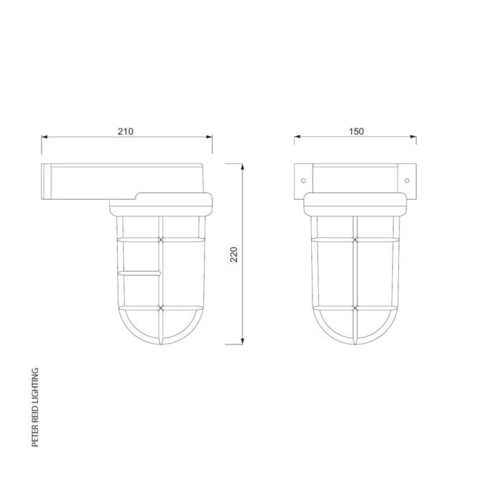 Side Arm Bulkhead Light With Shroud 2430B by Foresti & Suardi