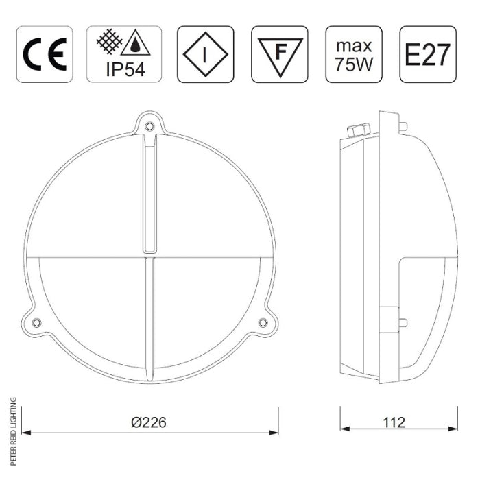 Round Bulkhead Light With Eyelid 2427 Large by Foresti & Suardi