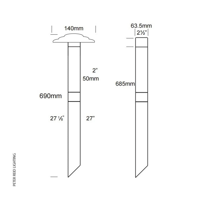 Hunza Lighting Bollard 700mm Spike Mount GU10 (240v)