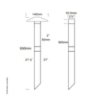 Hunza Lighting Bollard 700mm Spike Mount 12v